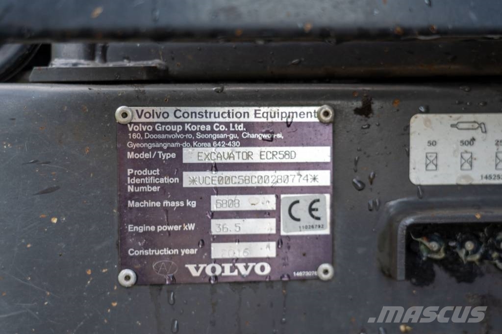 Volvo ECR58D Mini ekskavatörler, 7 tona dek