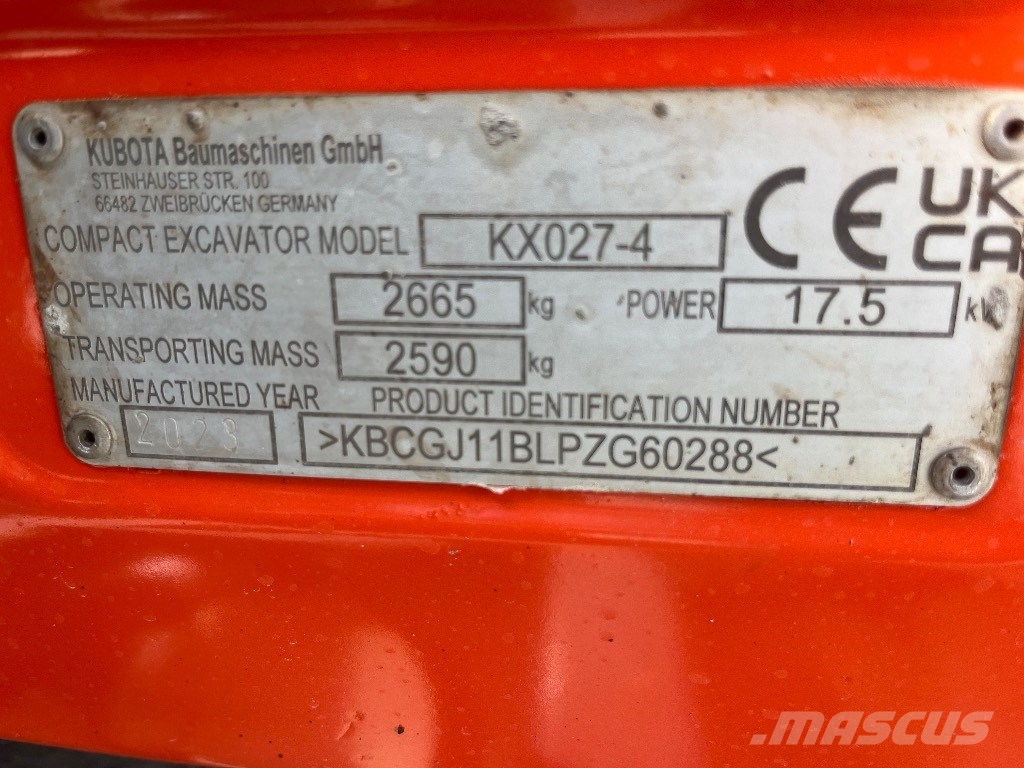 Kubota KX 027-4 حفارات صغيرة أقل من 7 طن (حفارات صغيرة)
