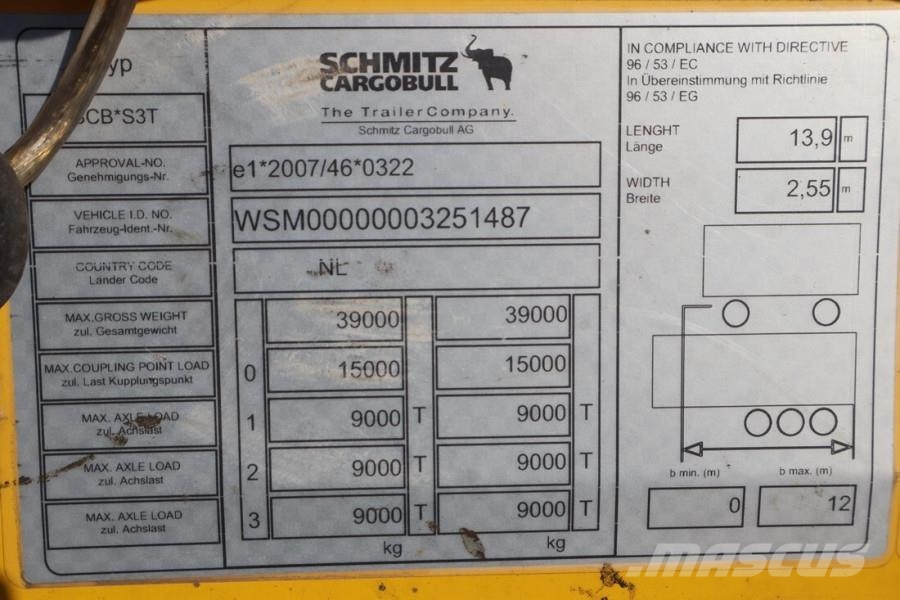 Schmitz Cargobull SCB3ST CoC Documents, Dutch Registration, 3-Axle, Schuifzeilopbouw