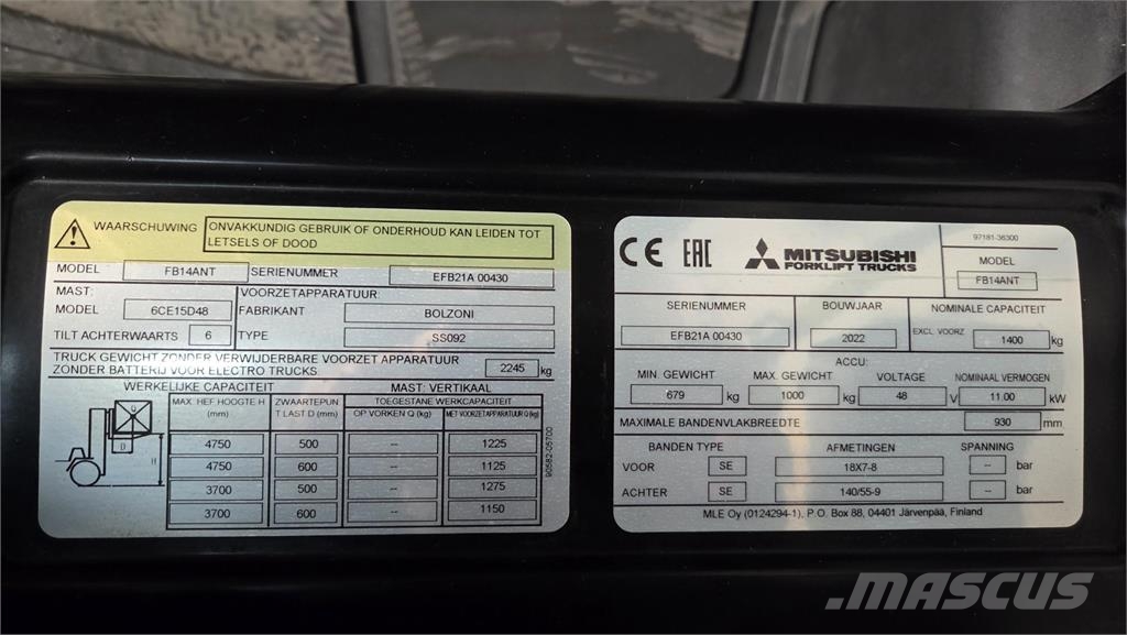 Mitsubishi FB14N2T 2020 Elektritõstukid