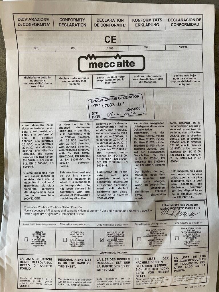 MeccAlte ECO38 - 300 kVA Alternator - DPX-25115 Ostali generatori