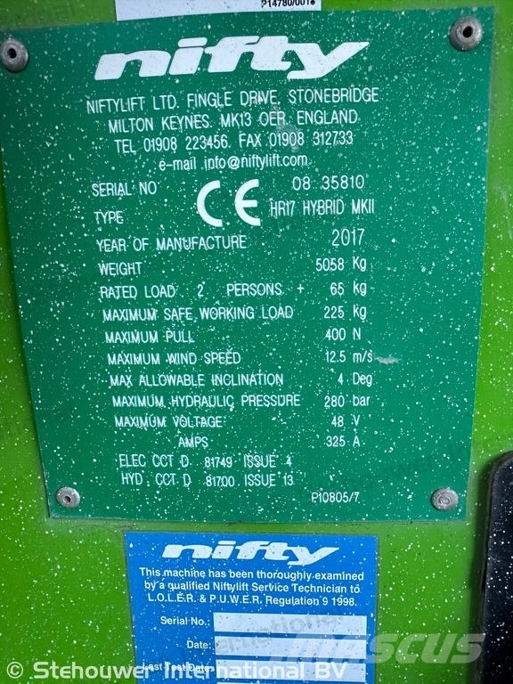 Niftylift HR17 Hybrid 4x4 رافعات سلة تلسكوبية