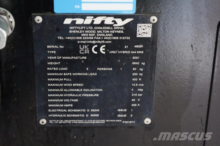 Niftylift HR21 HYBRIDE 4x4 MK2 Hybride, 4x4 Drive, 21m Worki رافعات سلة مفصلية