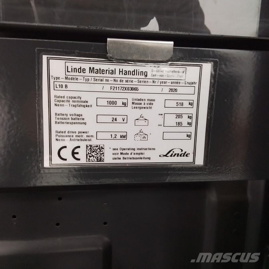 Linde L10 B 1172 Serie Παλετοφόρα πεζού χειριστή με ιστό