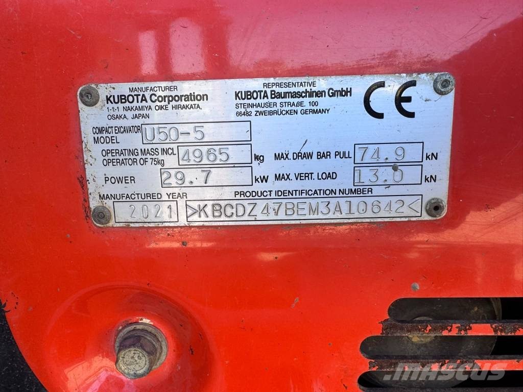 Kubota U 50-5 Mini rýpadlá < 7t