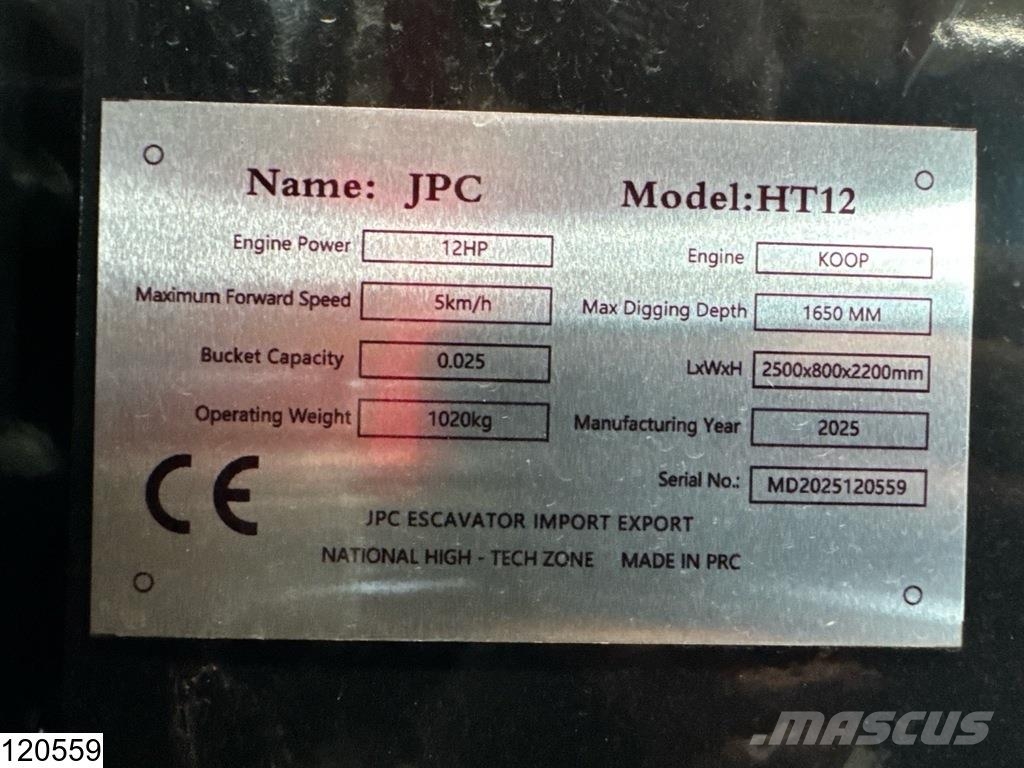 JPC HT12 New – Unused, 2025, 12 hp Mini bageri < 7t