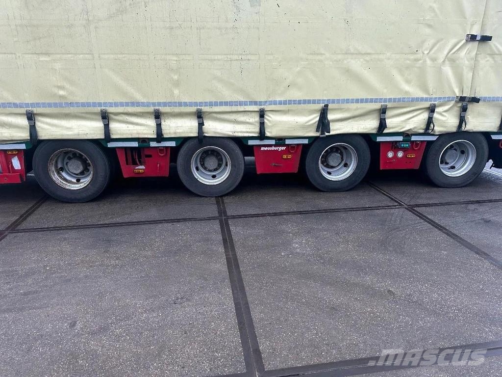 Meusburger 4 AXLE STEERING - DOUBLE EXTENDABLE UP TO 28 M - E نصف مقطورة مسطحة منخفضة