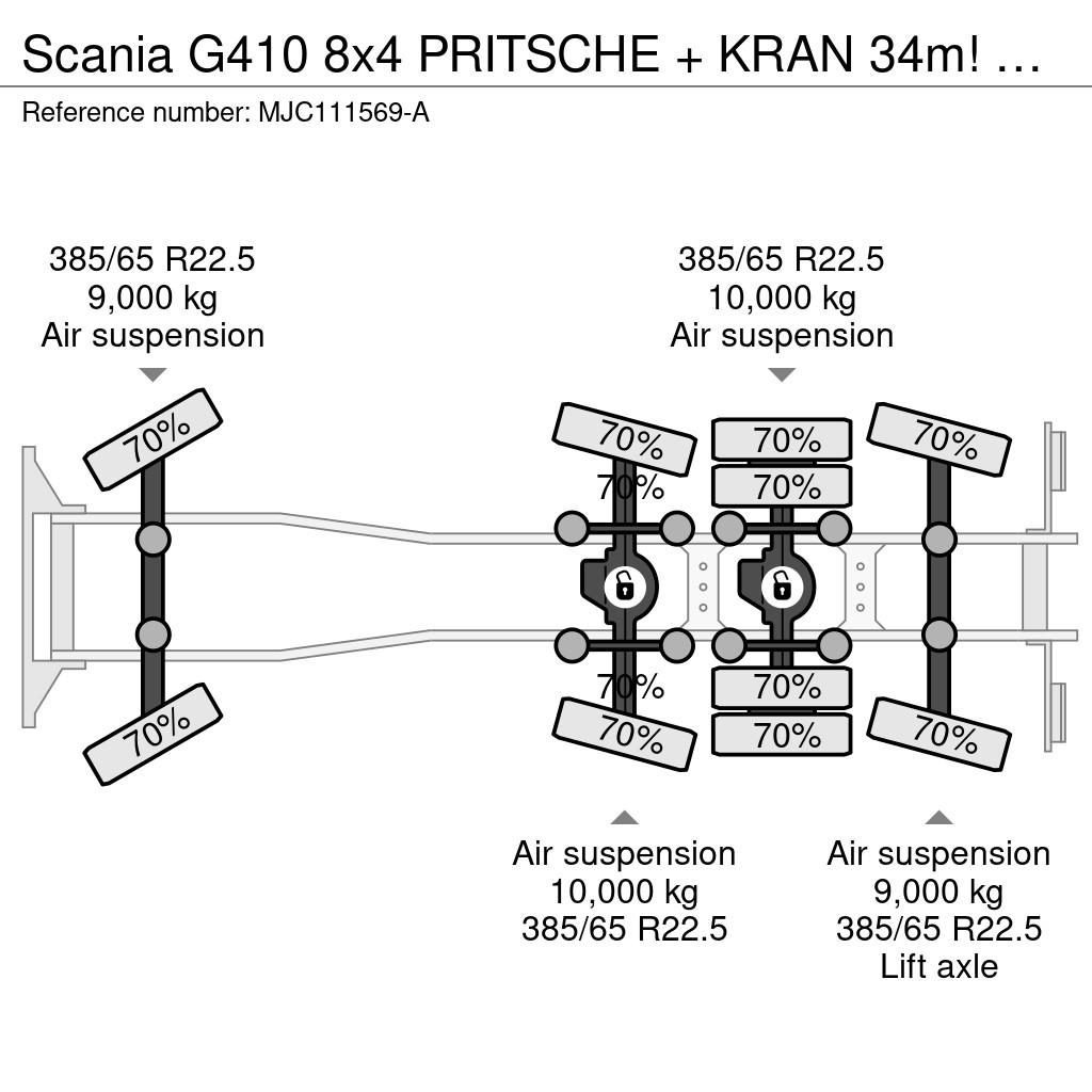 Scania G410 8x4 PRITSCHE + KRAN 34m! EFFER 685/6S-JIB 6S Kamioni sa otvorenim sandukom