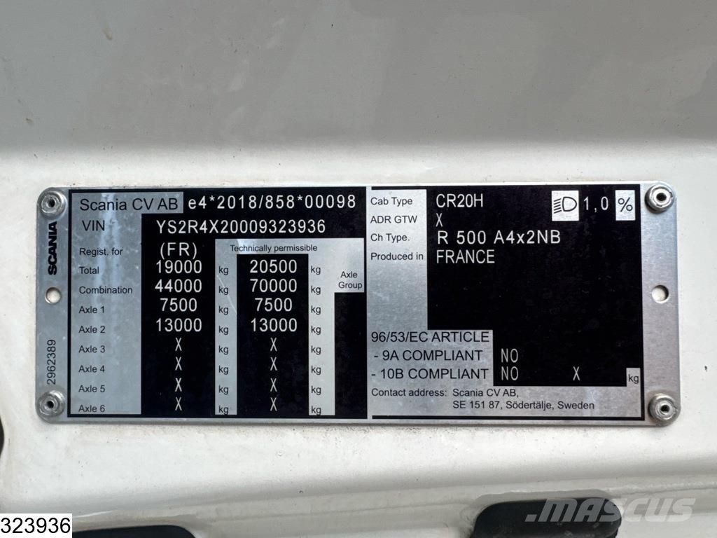 Scania R 500 EURO 6e, ACC, Retarder, Standairco Cabezas tractoras