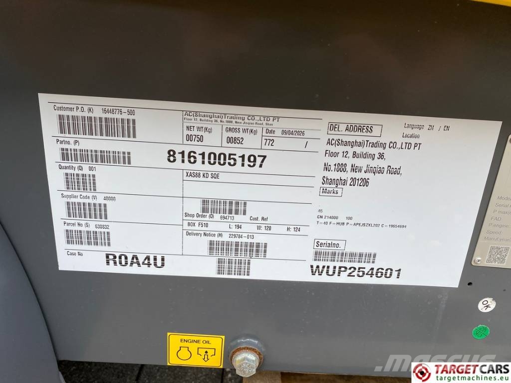 Atlas Copco XAS88 Air Compressor 7Bar 5000L/M New Unused Kompresori