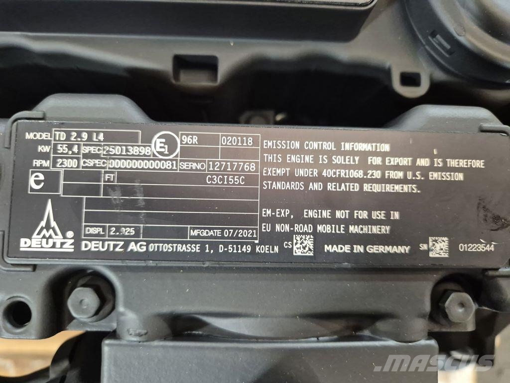 Deutz Motor TD 2.9 L4 Tier III new Bouw - Overige