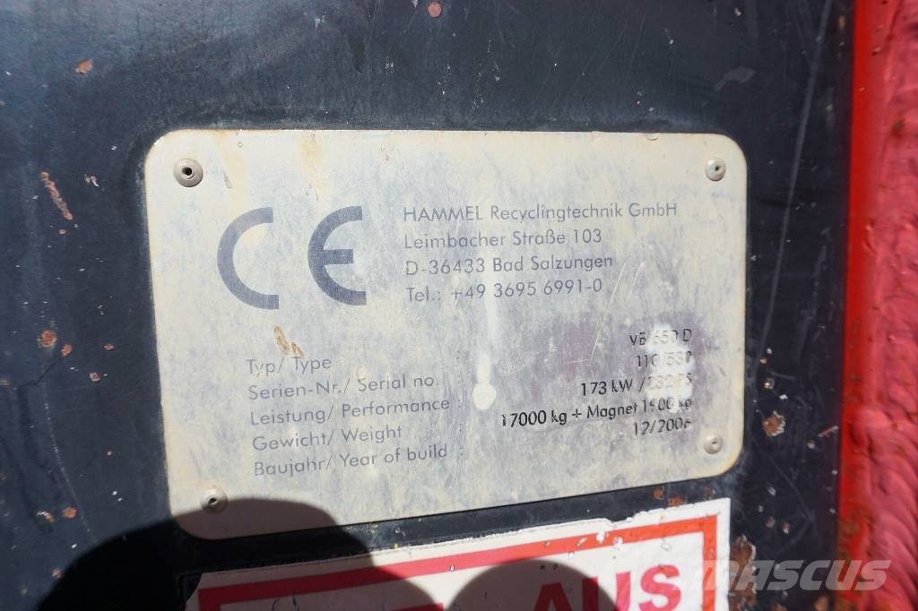 Hammel VB 650 D آلات تمزيق المخلفات