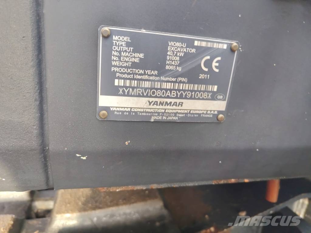 Yanmar Vio 80 U Vidutinės galios ekskavatoriai 7-12 t