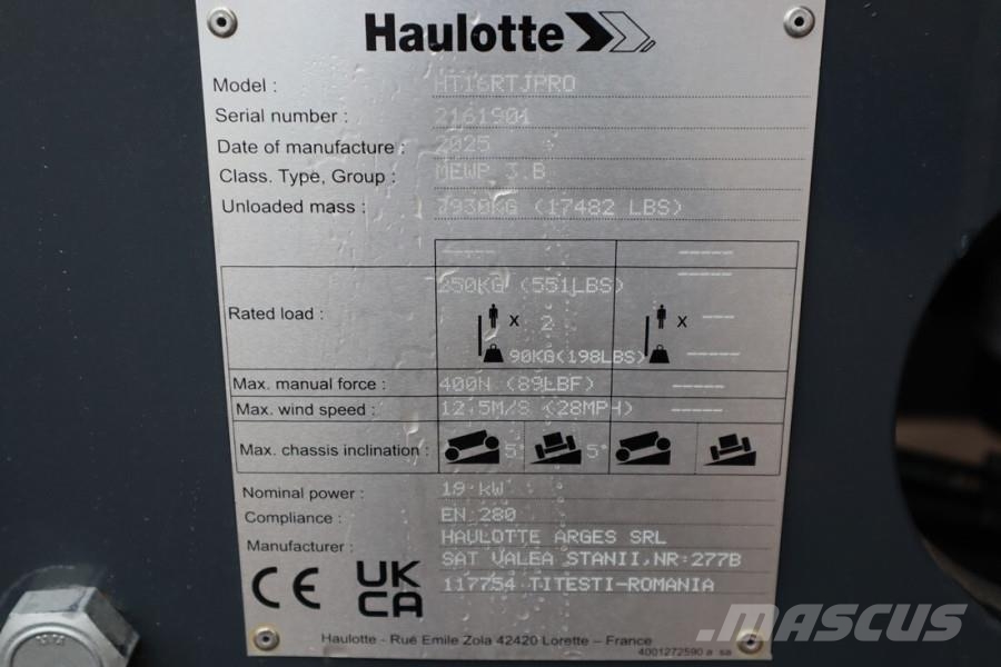 Haulotte HT16RTJ PRO Diesel, 4x4x4 Drive, 16.1m Working Hei Telescopic boom lifts
