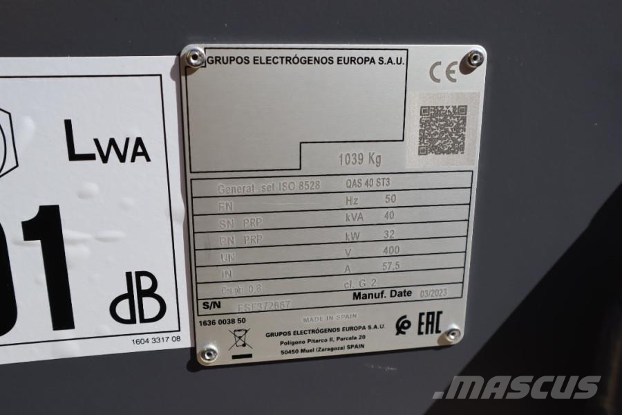 Atlas Copco QAS 40 ST3 Valid inspection, Diesel, 40 kVA ディーゼル発電機