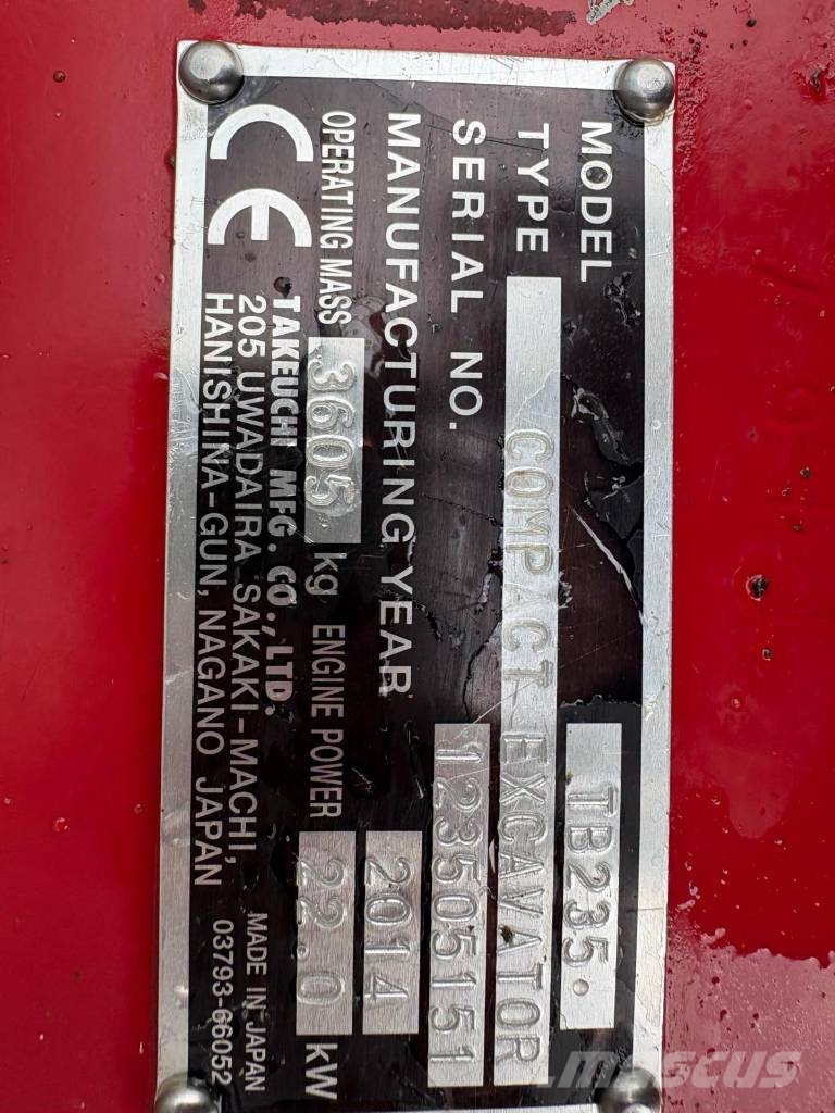 Takeuchi TB 235 POWERTILT!! 2 Bakken Mini ekskavatori < 7 t