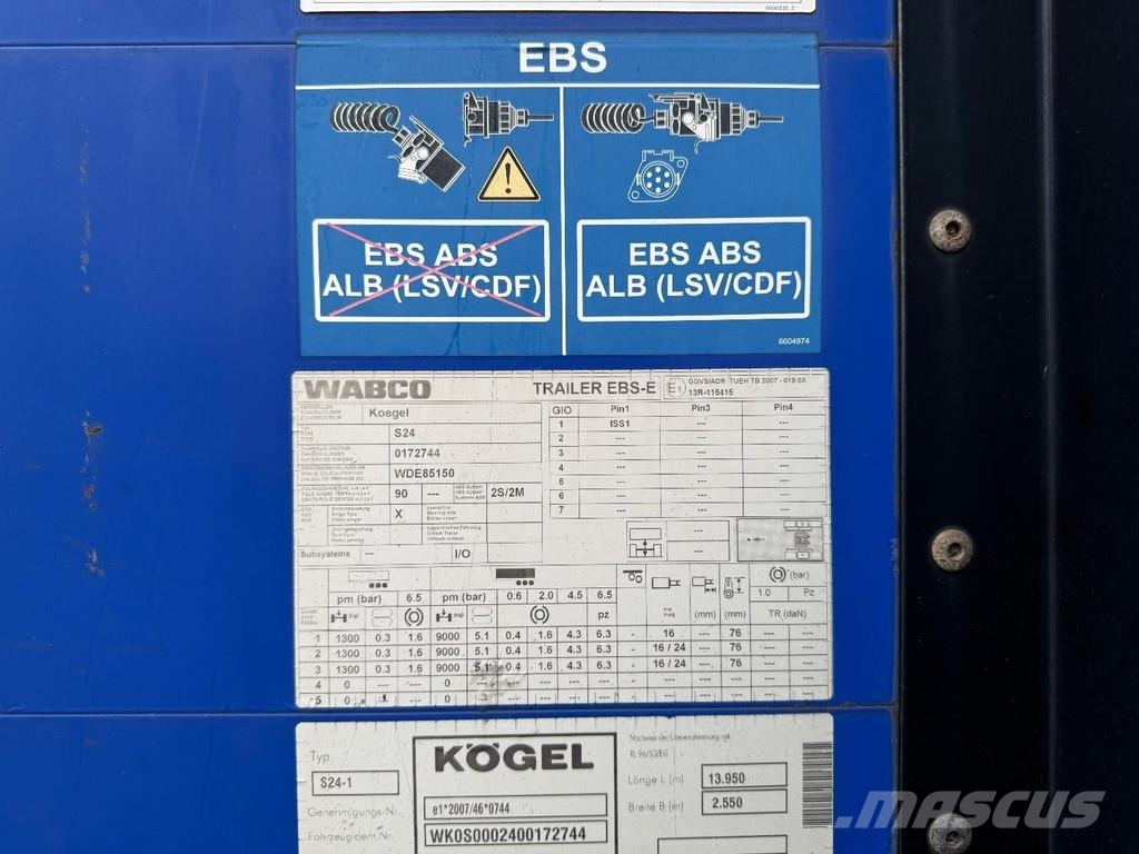 Kögel S24-1 3 AXLE SAF + SLIDING ROOF Tents puspiekabes