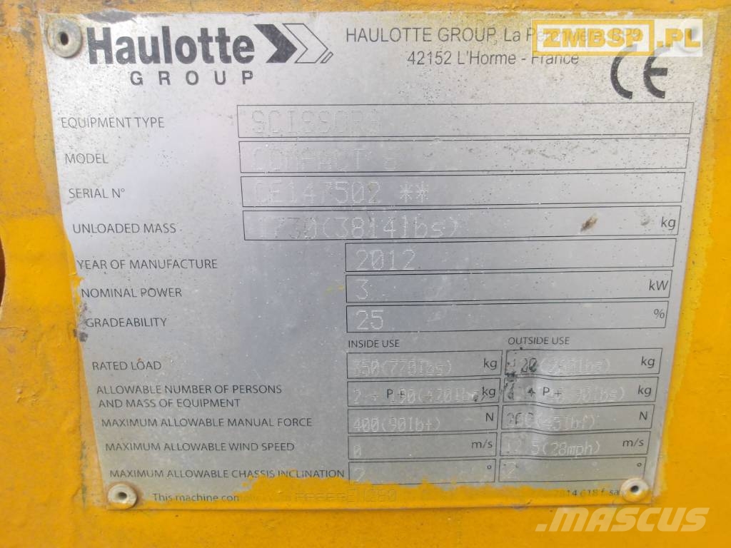 Haulotte Compact 8 Šķerveida pacēlāji