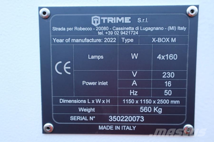 Trime X-BOX M 4x 160W Valid inspection, Max Boom Height Valopylväät
