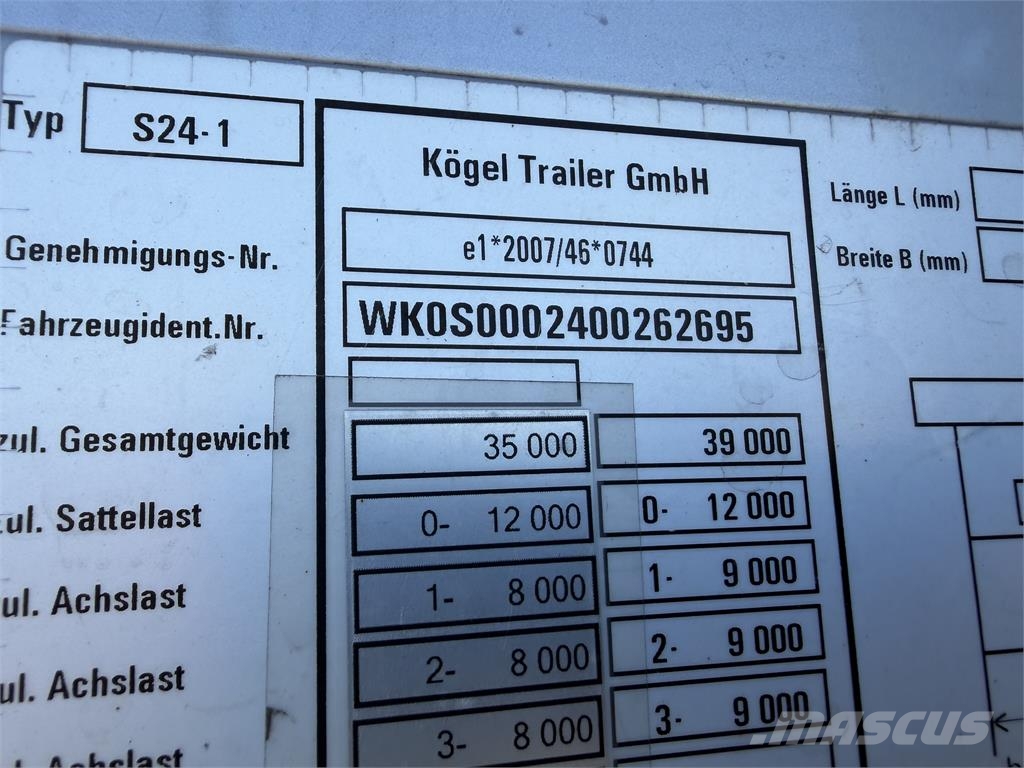Kögel SN 24 VIN 695 Naczepy firanki