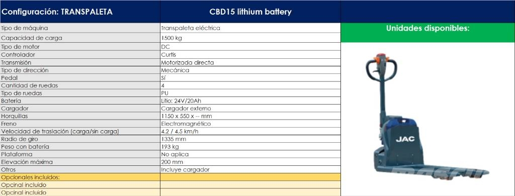 JAC CBD15 معدات الرفع منخفض المستوى