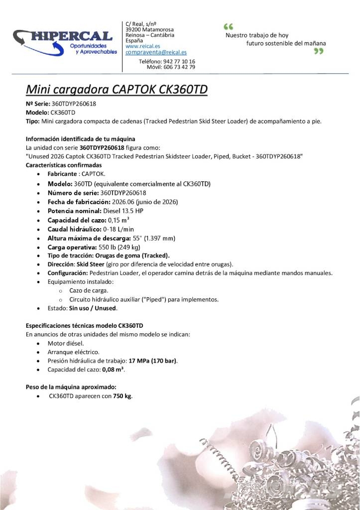Captok CK360TD Minilæsser - skridstyret