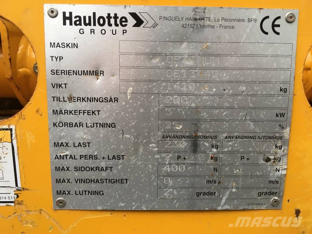 Haulotte OPTIMUM 8 V-2938 EO Вертикальні щоглові підйомники