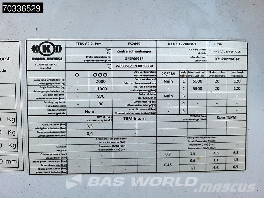 Krukenmeier Fahrzeugbau TLPS 12 BPW Curtainsideranhänger
