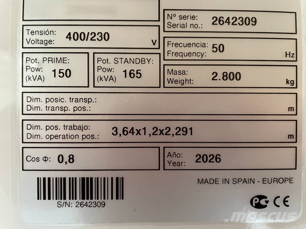Deutz TCD6.1L6 - 165 kVA Stage V Generator - DPX-19014 Geradores a diesel