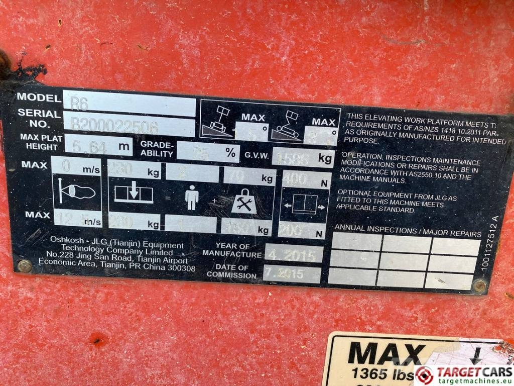 JLG R6 Electric 6RS Scissor Work Lift 779cm Schaarhoogwerkers