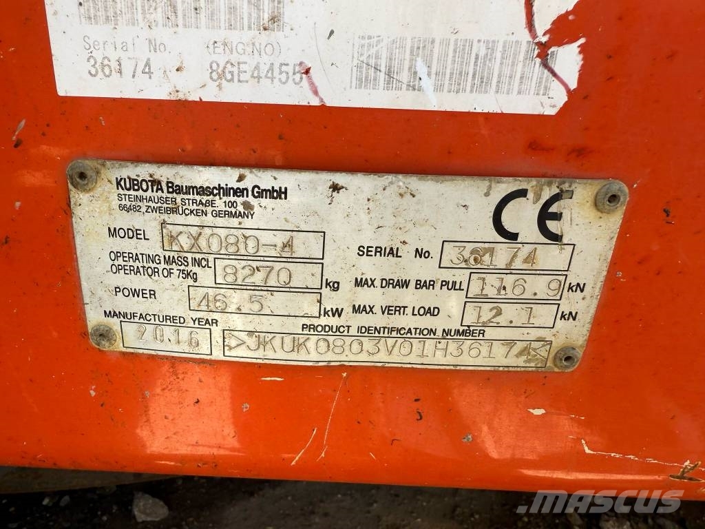Kubota KX 080-4 中型挖掘机