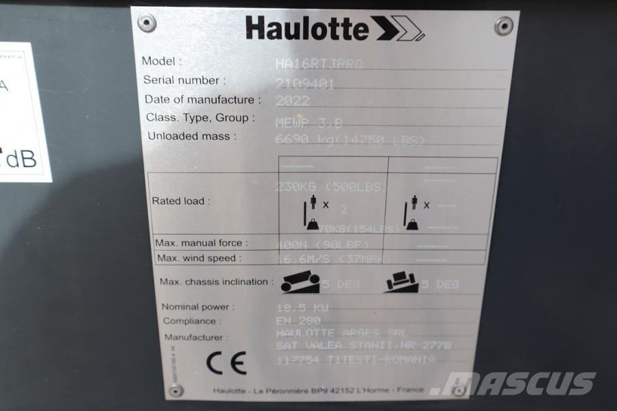 Haulotte HA16RTJ Pro Valid inspection, Diesel, 4x4x4 Drive, Knikarmhoogwerkers