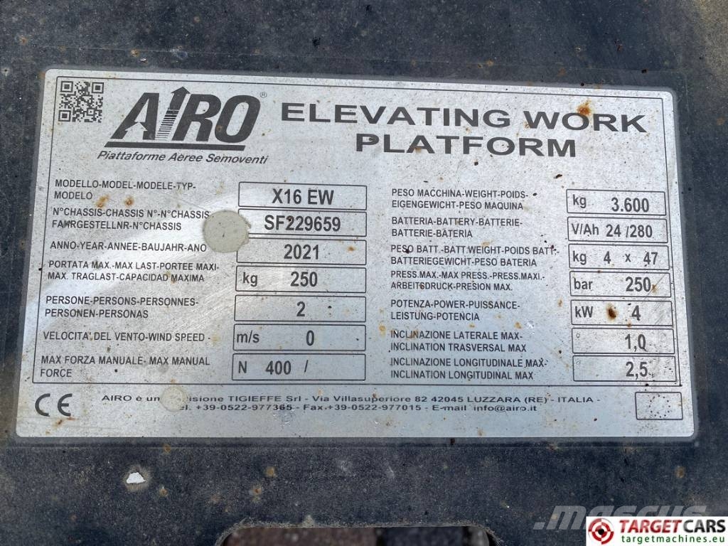 Airo X16EW Electric Scissor Work Lift 1590cm Scissor lifts