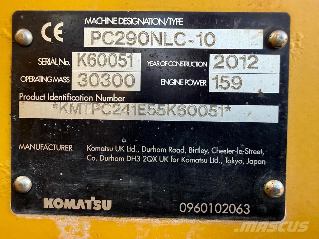 Komatsu PC290NLC-10 | A/C 履带挖掘机