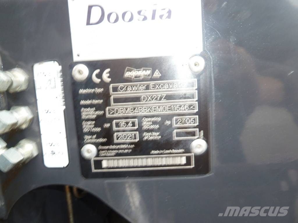 Doosan DX27Z / 2,7 ton, Engcon EC204, Centralsmörjning Mini bagri <7t