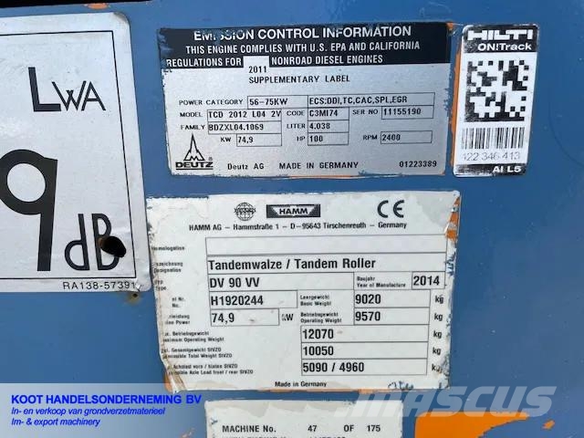 Hamm DV 90 VV (TOP) Orginal Dutch مداحل ثنائية الاسطوانة