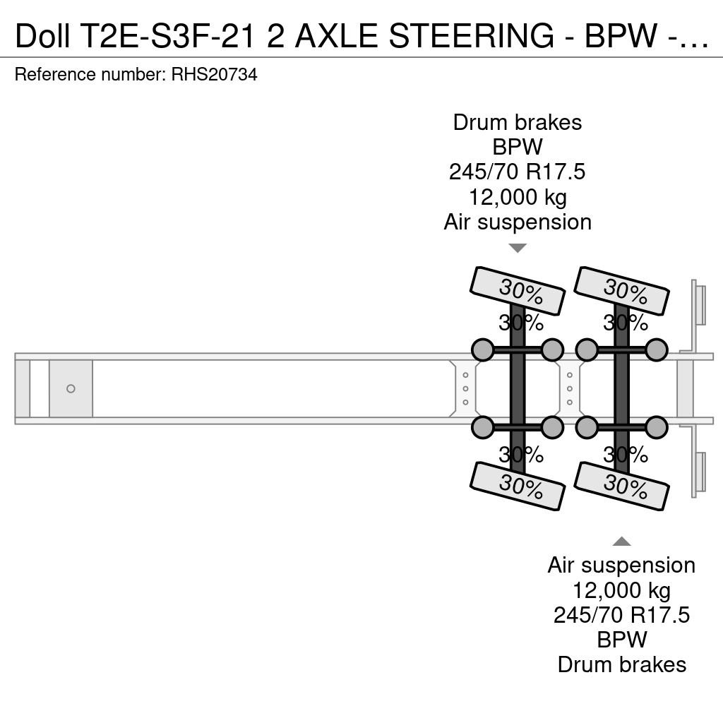 Doll T2E-S3F-21 2 AXLE STEERING - BPW - BED: 6,7M + 4,5 Semirremolques de góndola rebajada