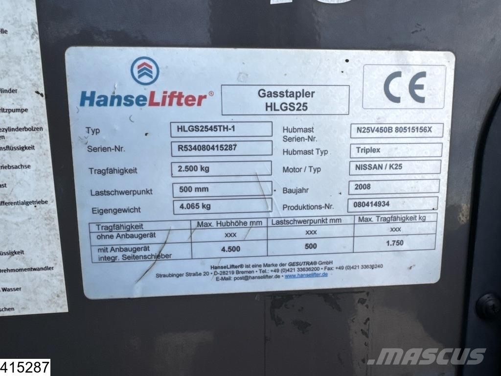 Hanselifter HLGS25 Nestekaasutrukit