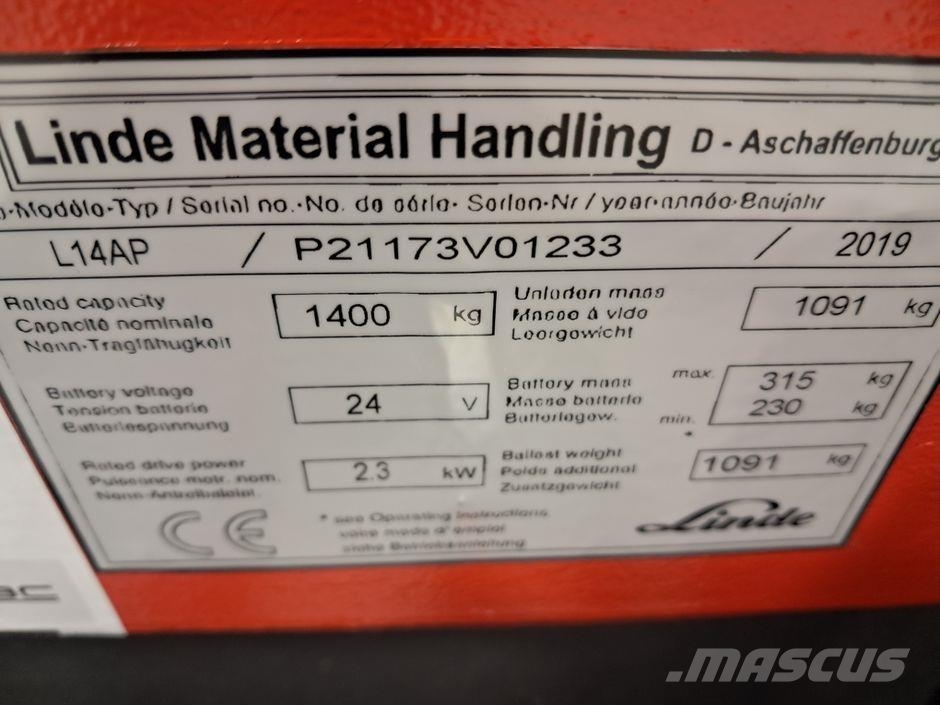 Linde L14 AP Pedestrian stacker