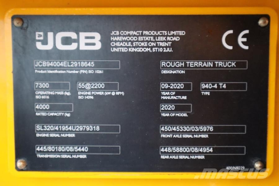 JCB 940-4 T4 Valid inspection, Diesel, 4x4 Drive, 3700 Empilhadores todo-terreno