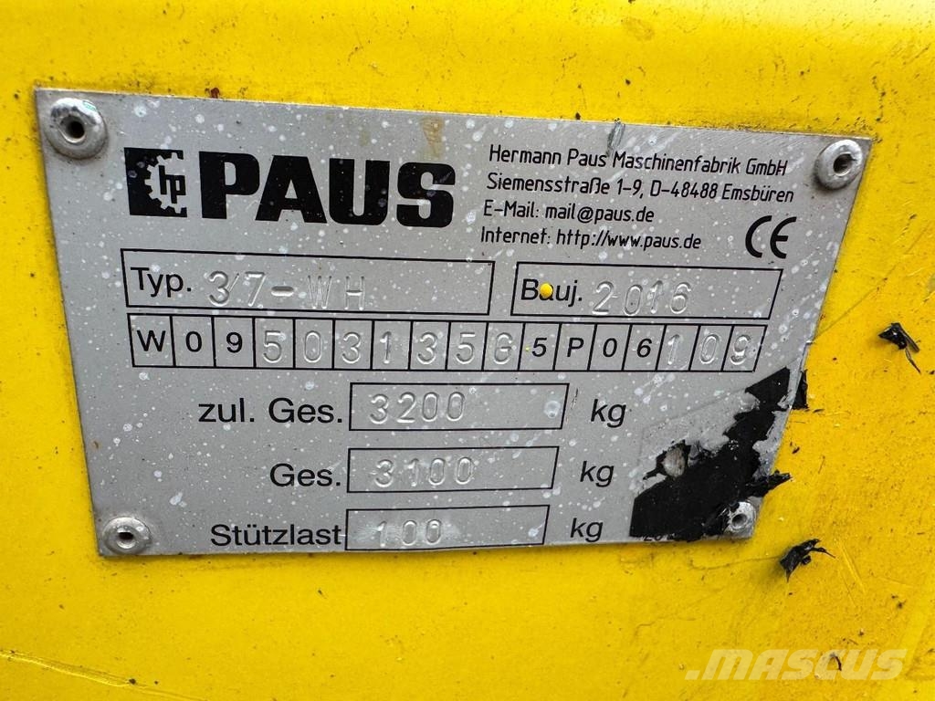 Paus 37 WH LIFT 37 METER / 300 KG - TÜV UNTILL 08/2027 المنصات الهوائية المثبتة على مقطورة
