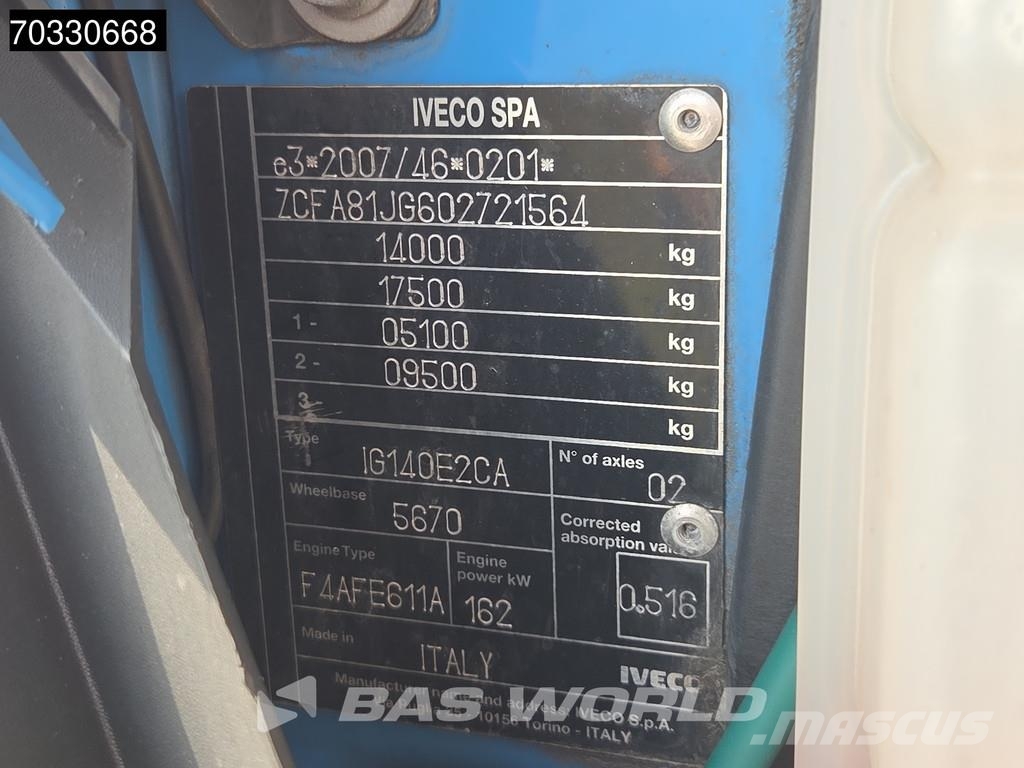 Iveco Eurocargo 140E220 4X2 14tonner 1500kg Ladebordwand Camiones con caja de remolque