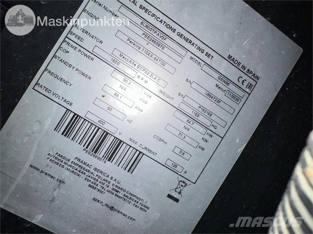 Pramac GSW80 Diiselgeneraatorid