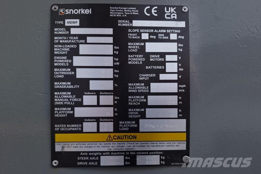 Snorkel 460SJ Valid Inspection, CE, Diesel, 4x4 Drive, 16m Telescoophoogwerkers