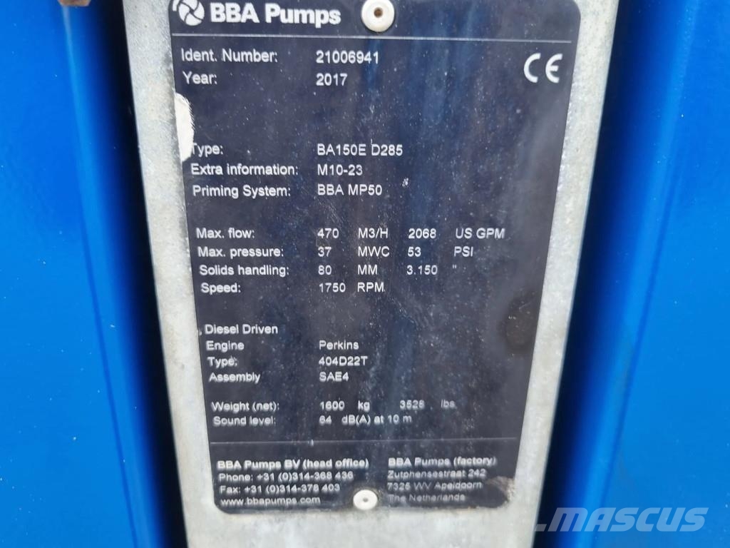 BBA BA150E D285 with Perkins 404-22T Pompa idraulica