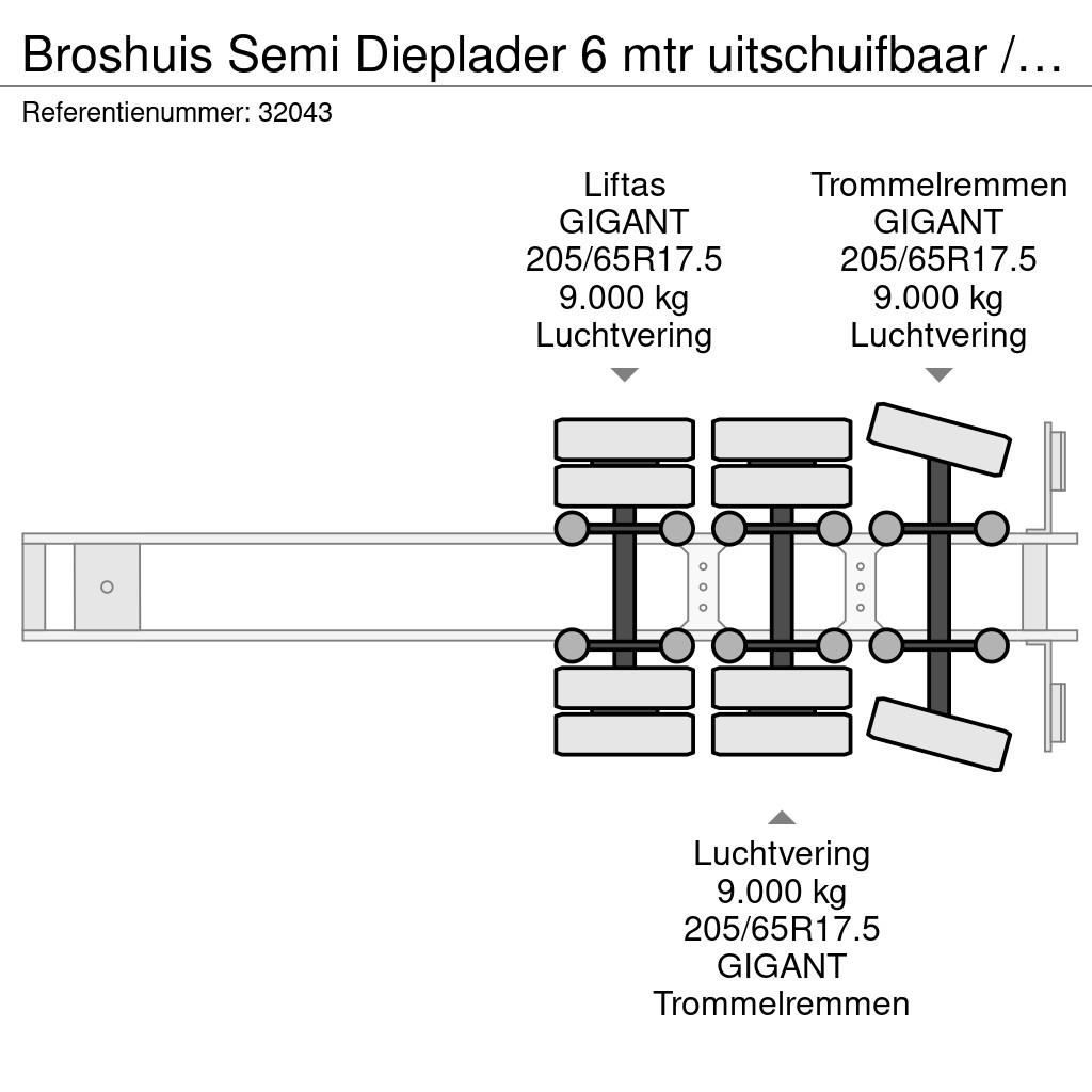 Broshuis Semi Dieplader 6 mtr uitschuifbaar / stuur-as / li نصف مقطورة مسطحة منخفضة