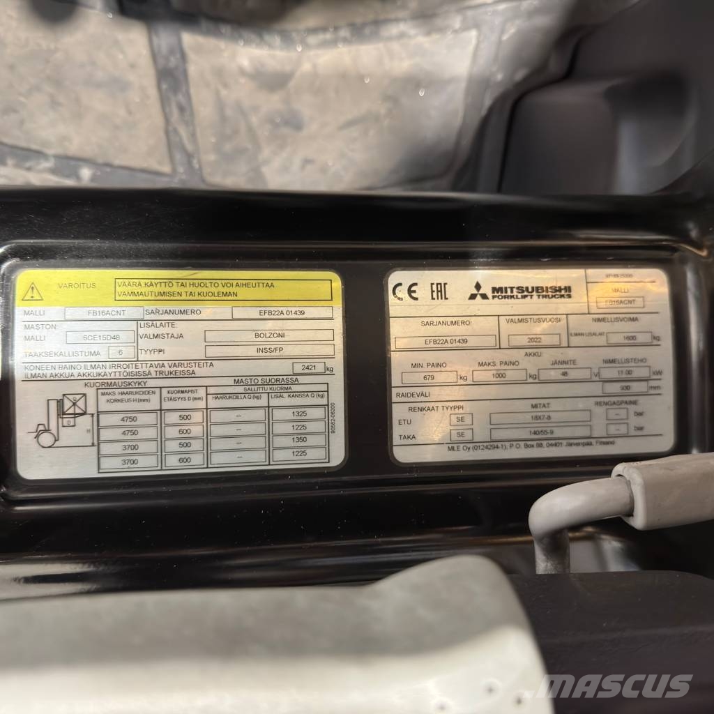 Mitsubishi FB 16 ACNT شاحنات ذات رافعات شوكية تعمل بالكهرباء