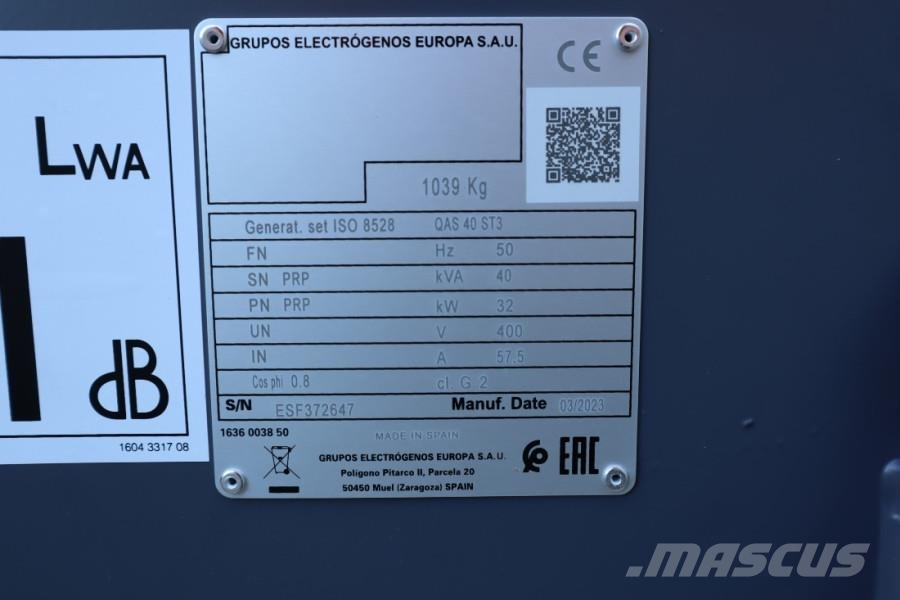 Atlas Copco QAS 40 ST3 Valid inspection, Diesel, 40 kVA Generadores diésel