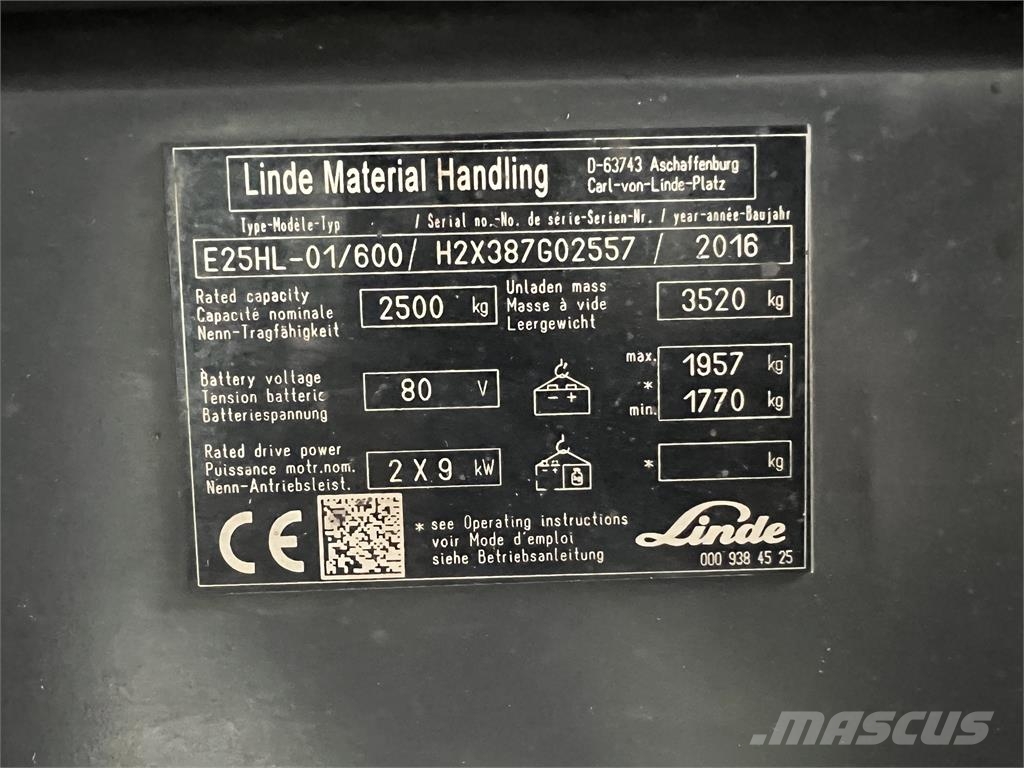 Linde E 25HL-01-600 Elektrische heftrucks