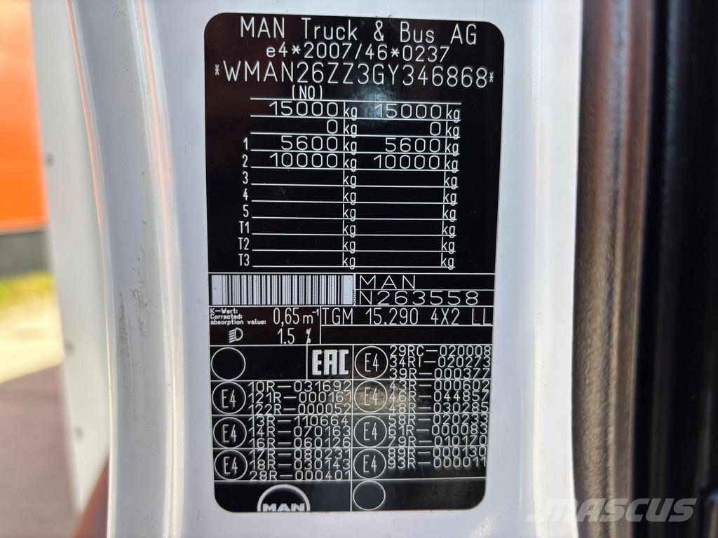 MAN TGM 15.290 4x2 BOX L=7460 mm Camion cassonati